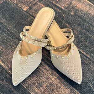 Chic Cream Studded Women's Mules